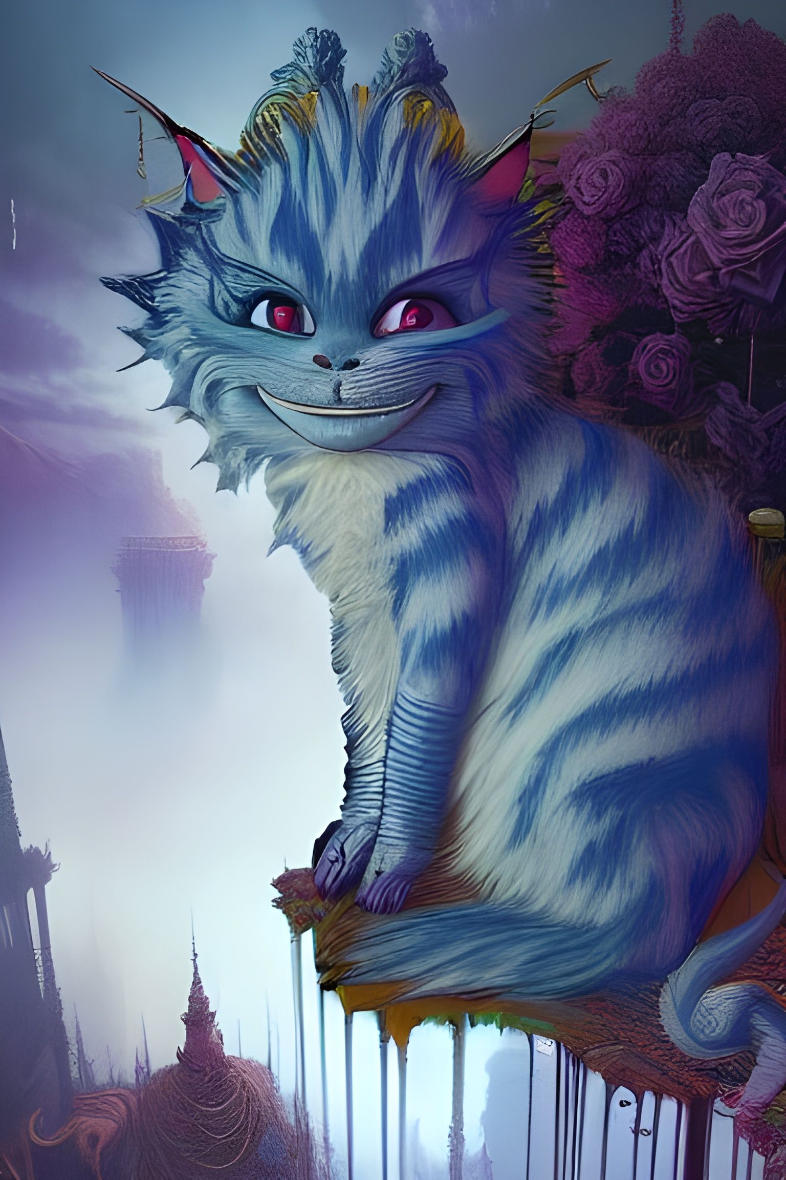 Regal Cat Overlooking Mayhem: Digital Abstract Art