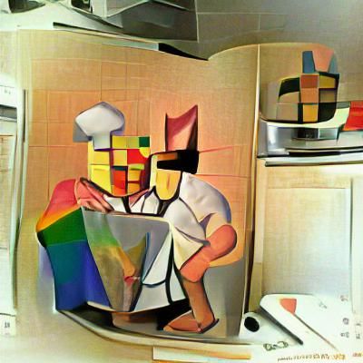 Cubist Cook: Geometric Art in Kitchen
