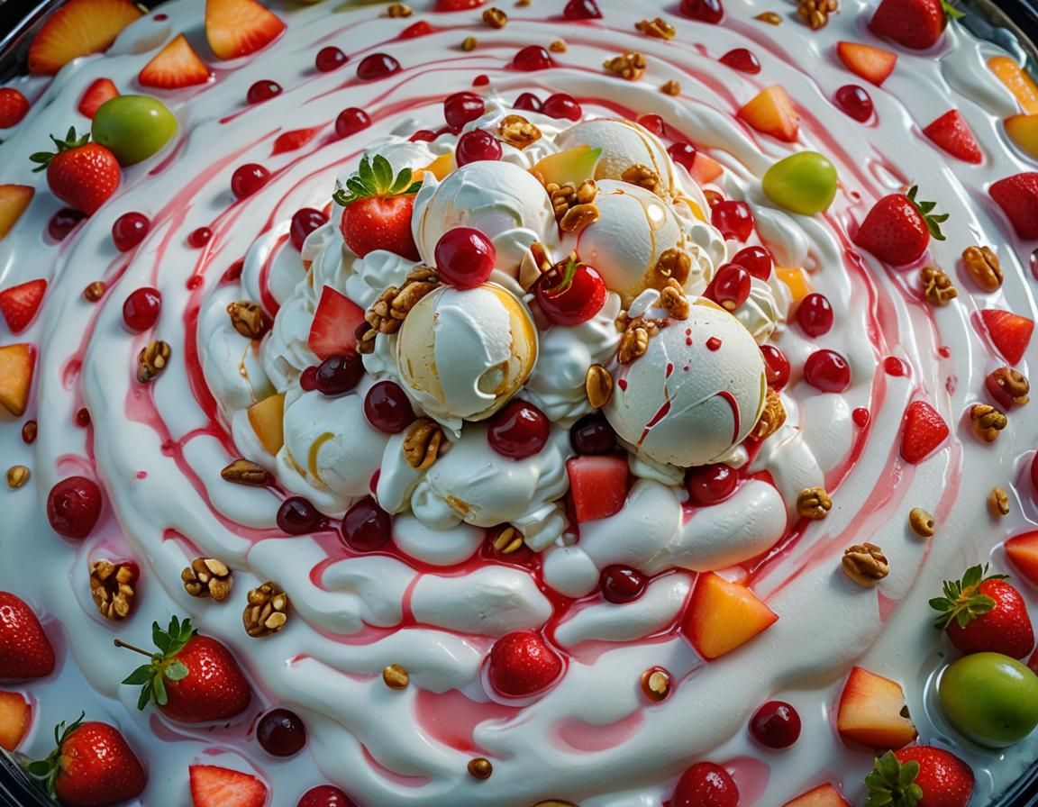 Glossy Ice Cream with Fruit and Honey