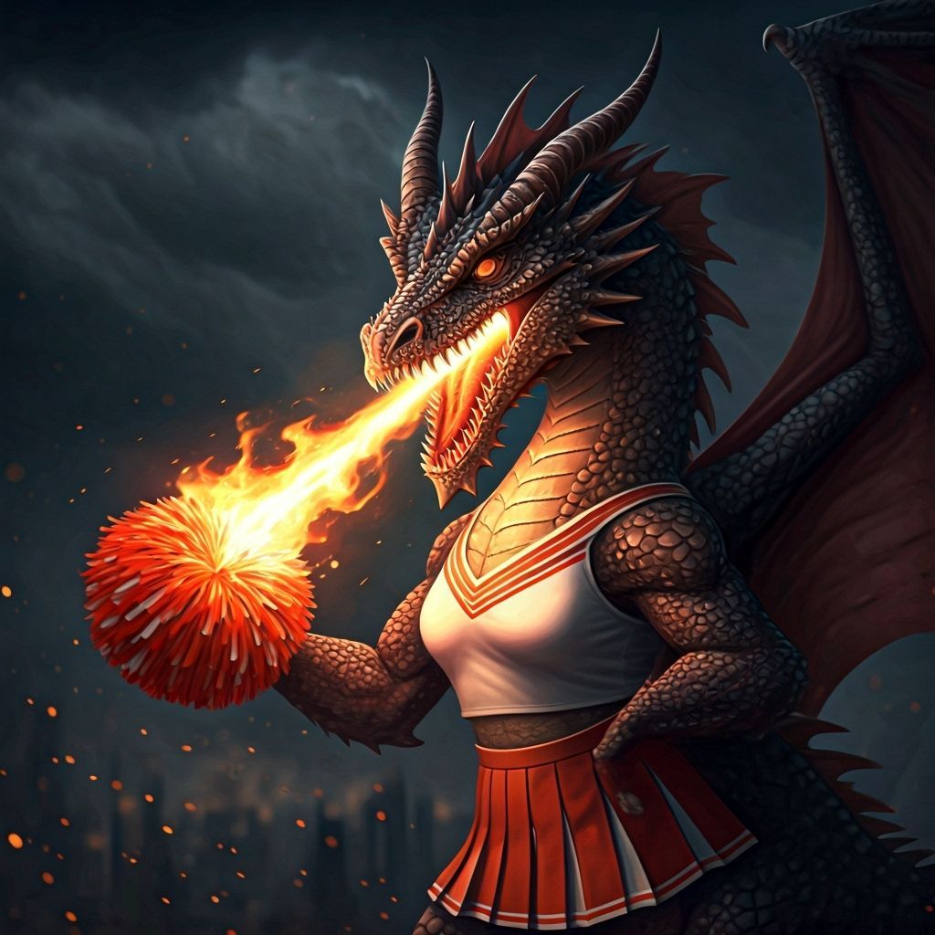 Fearsome Dragon Cheerleader in Cinematic Lighting