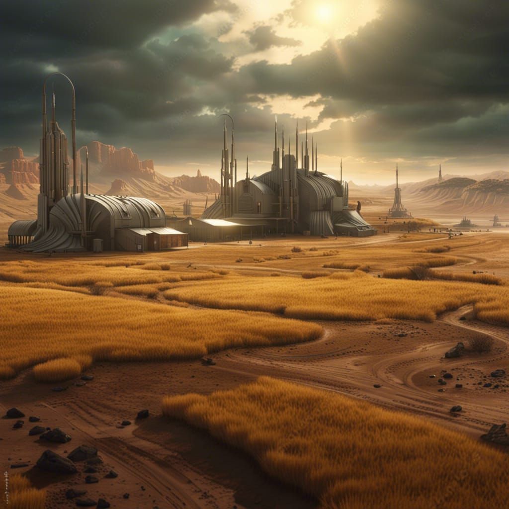 Sci-Fi Farms in Arid Lands: Digital Matte Painting