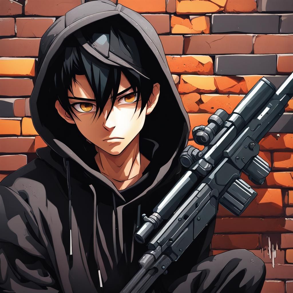 Anime Sniper in Street Art Style