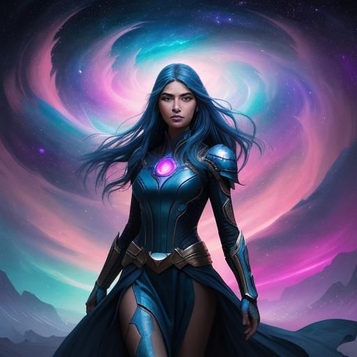 Cosmic Female Hero in Marvel Comic Style