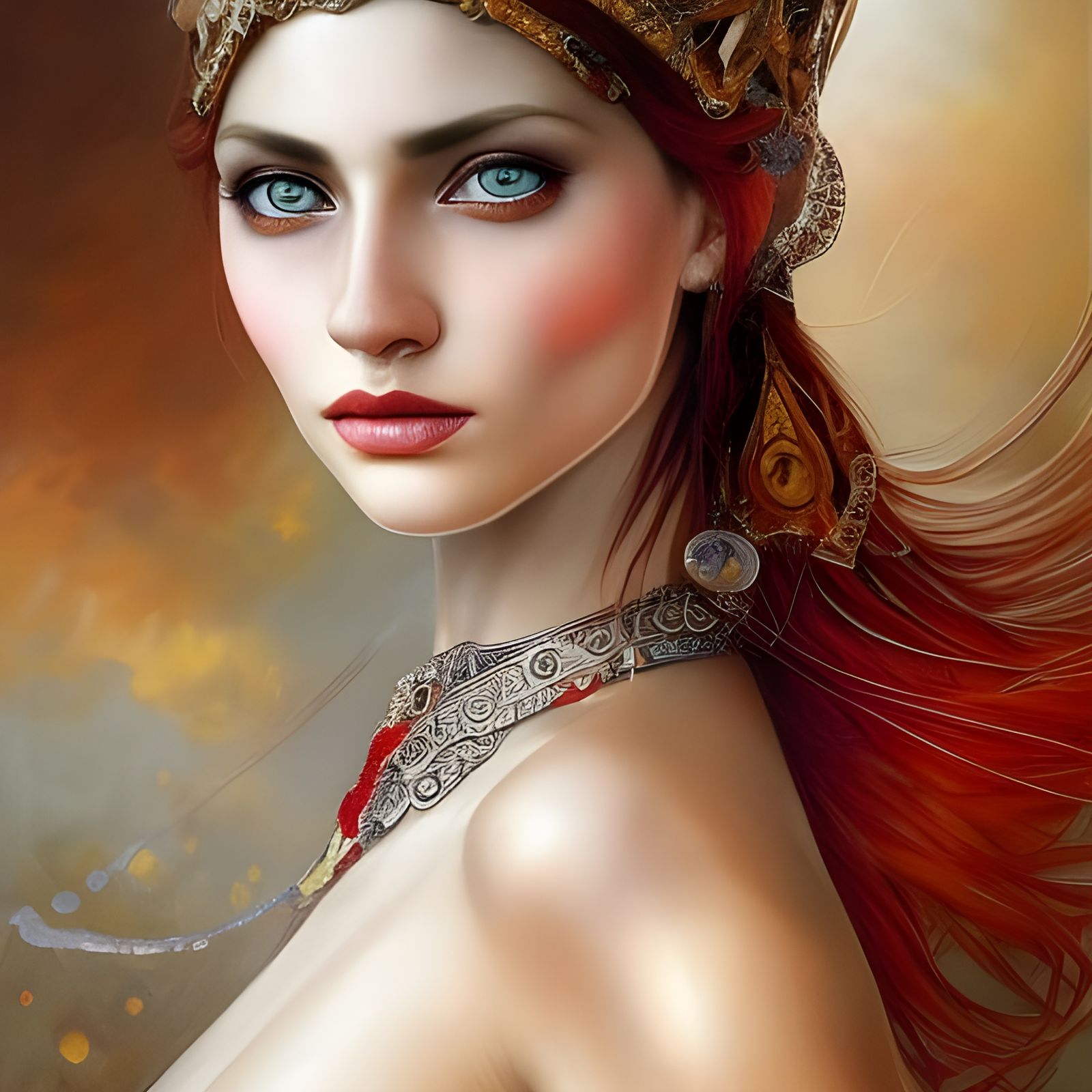 Beautiful Scythian Woman in Neo-Victorian Style