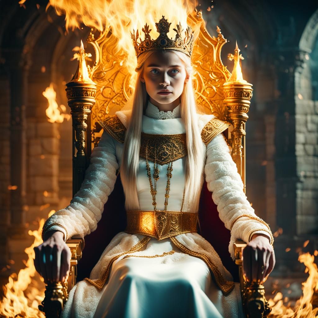 Medieval Queen Sets Throne Ablaze: Cinematic Still