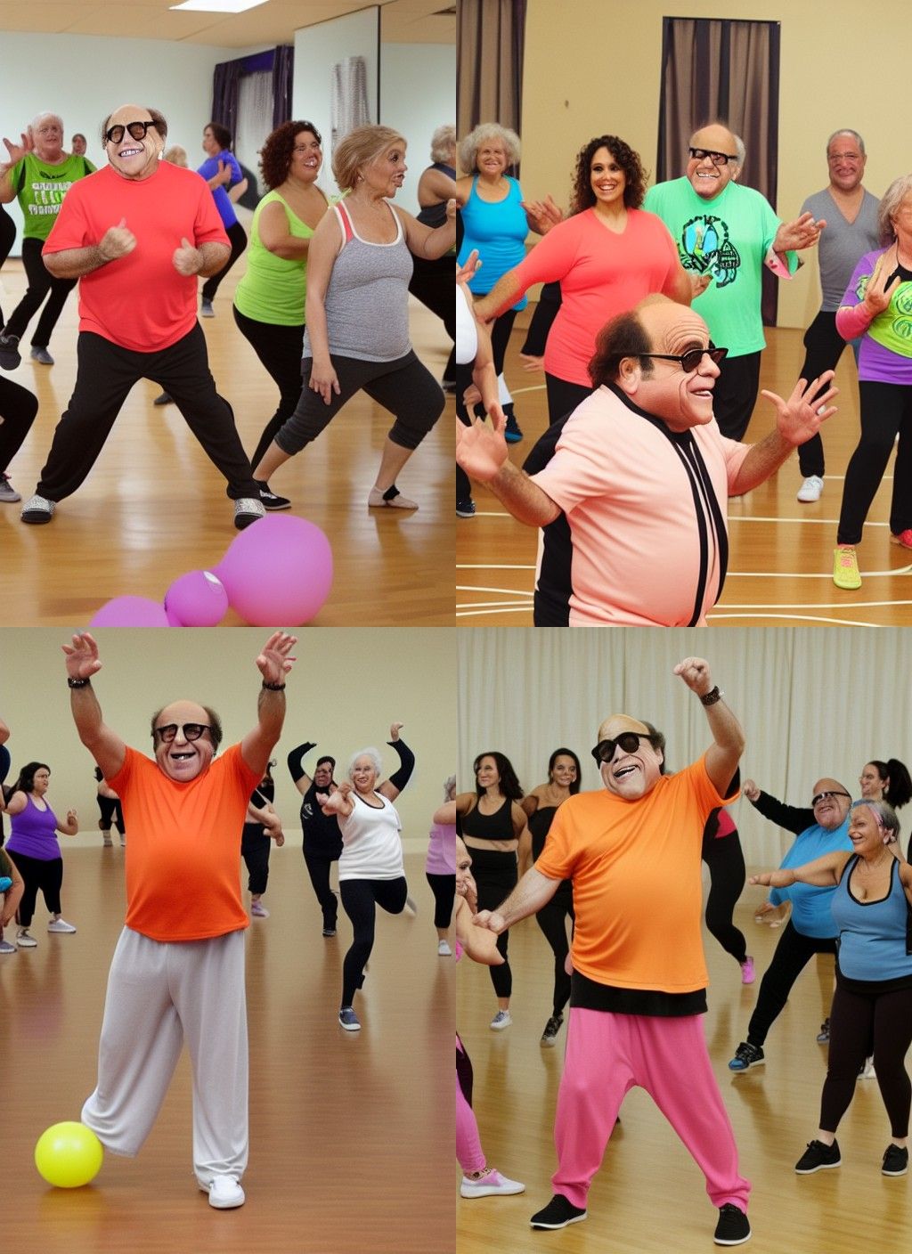 Danny devito teaching a zumba class