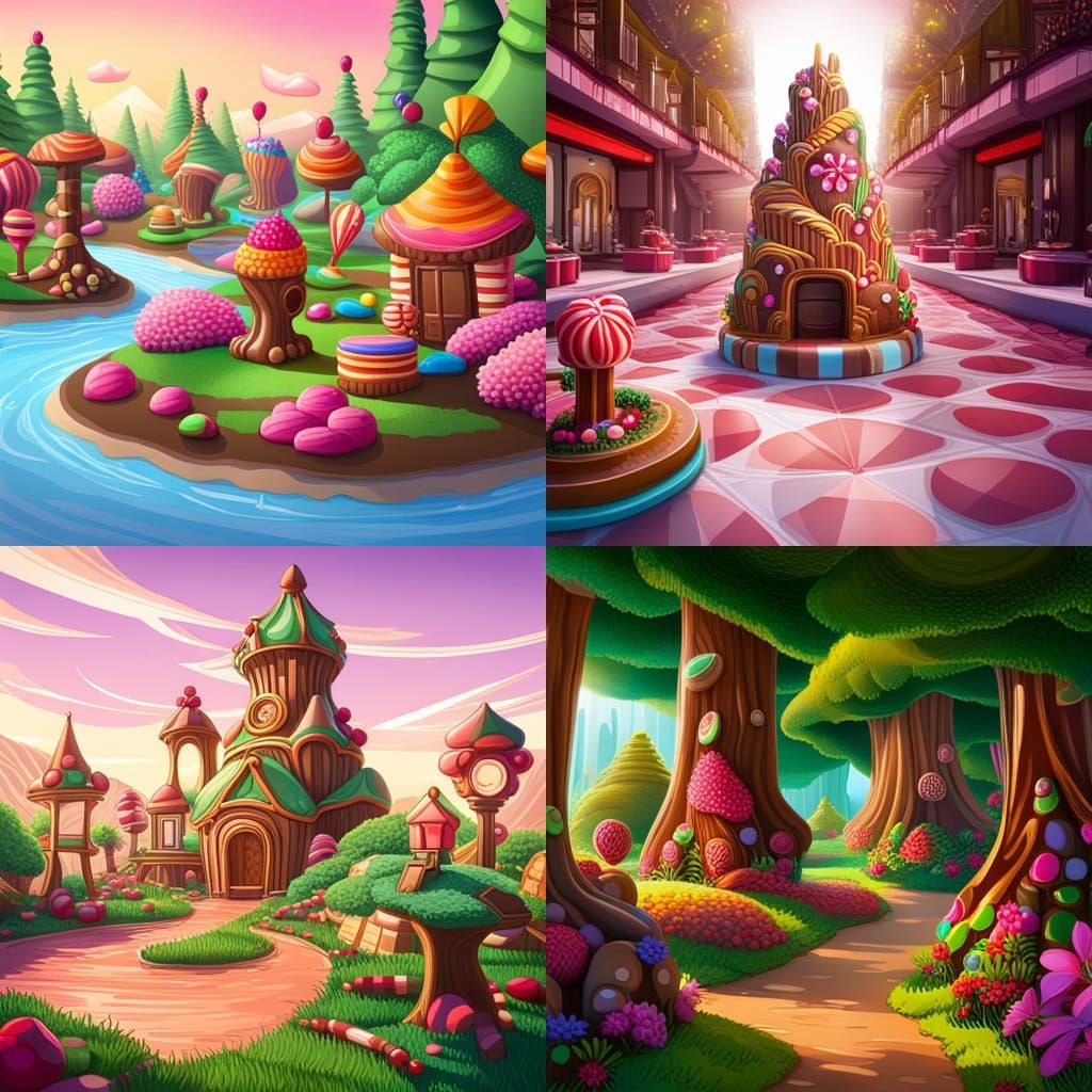 Colorful Candy Forest in Digital Illustration Style