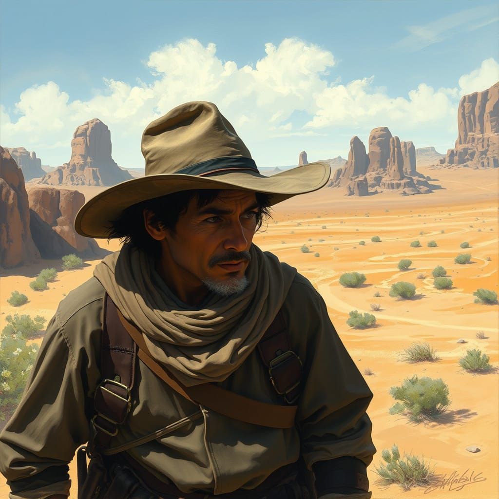 Desert Seeker in a Surreal Landscape