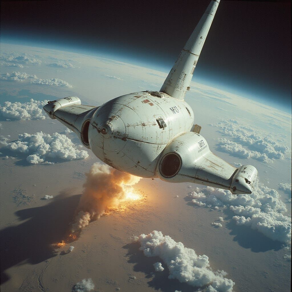 Epic Cinematic Starship Reentry in Desert Skies