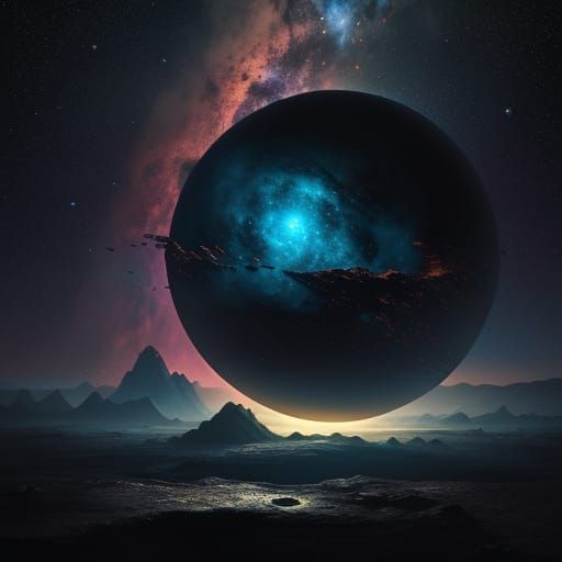 Barren Planet in Cosmic Nebula