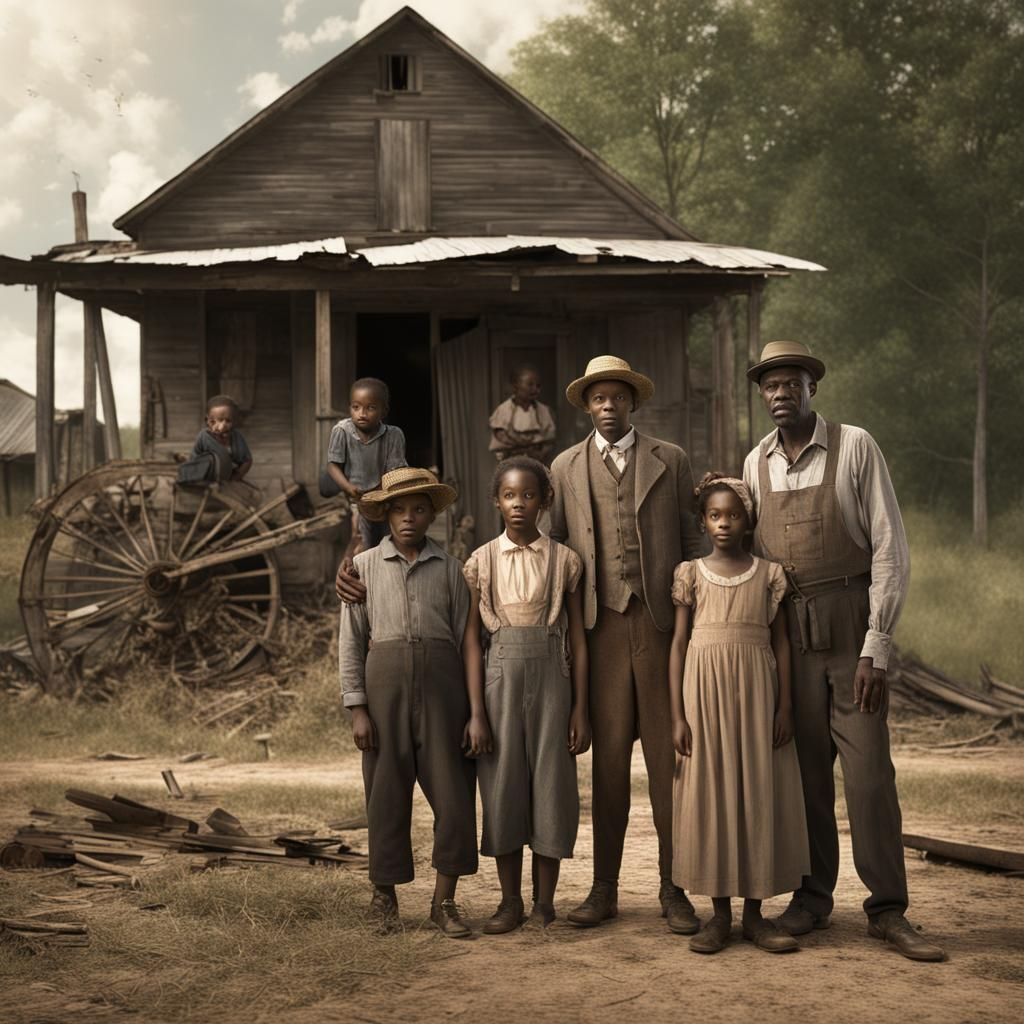 Sharecropper Family in Arkansas, 1910. Digital Matte Paintin...