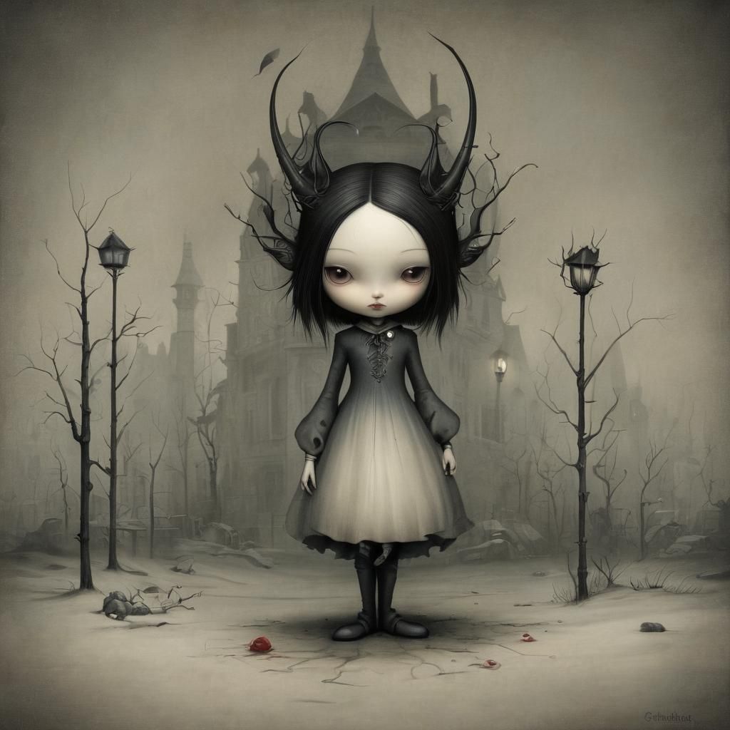 Grimdark Character Portrait in Gothic Style