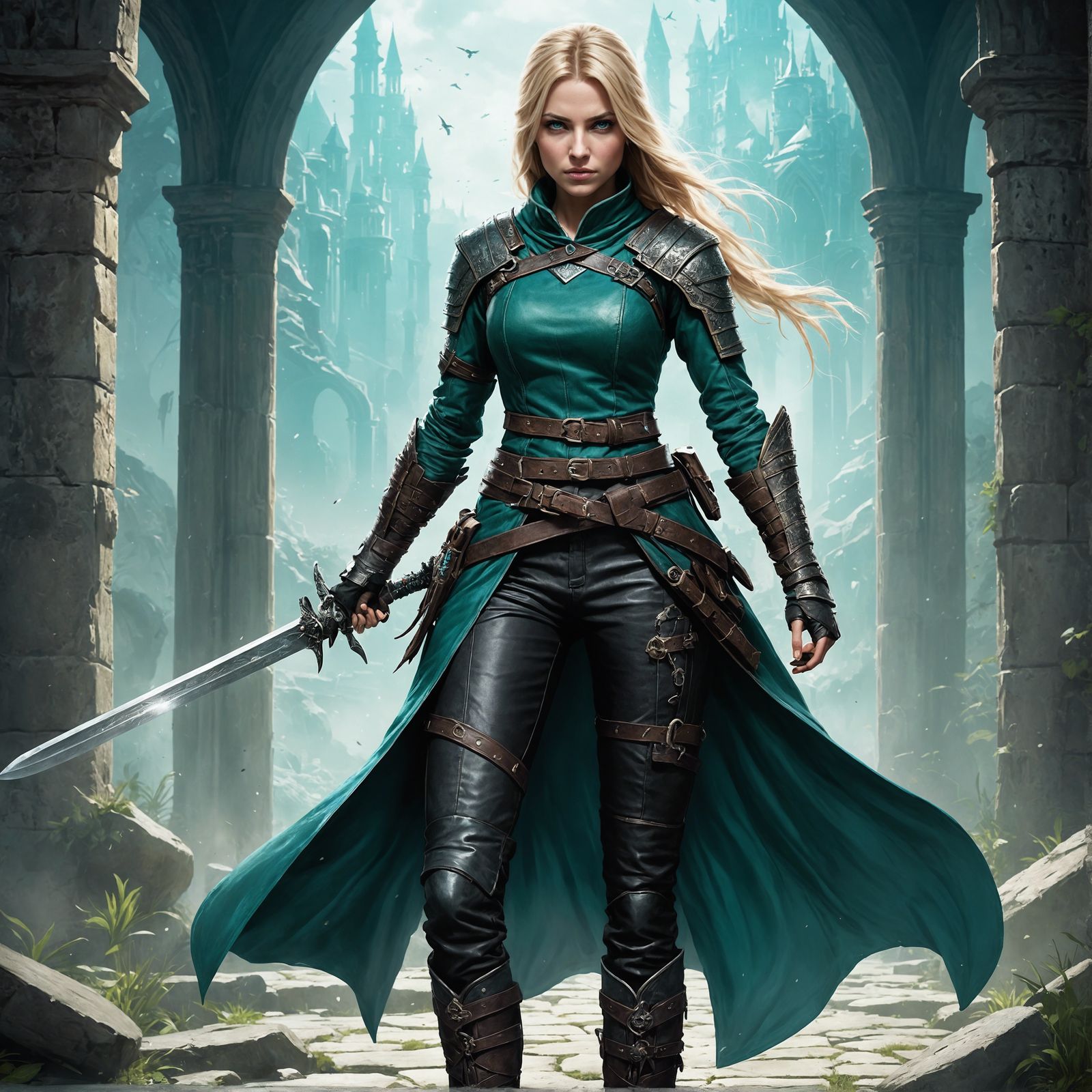 Blonde Assassin with Sword in Fantasy Concept Art