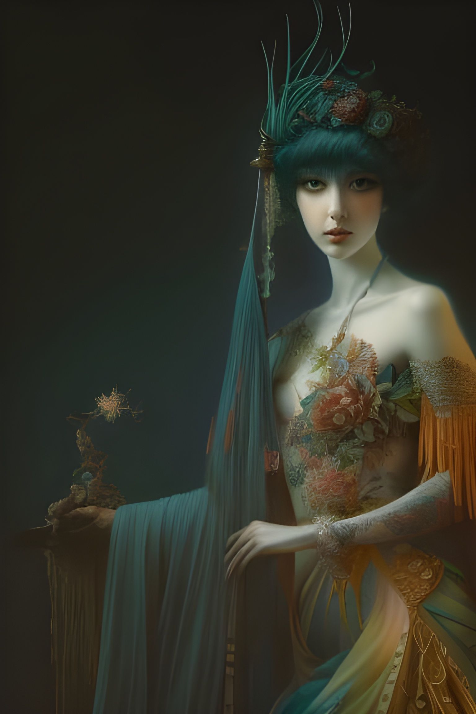 Lacepunk Dancer with Brilliant Eyes: Digital Masterpiece