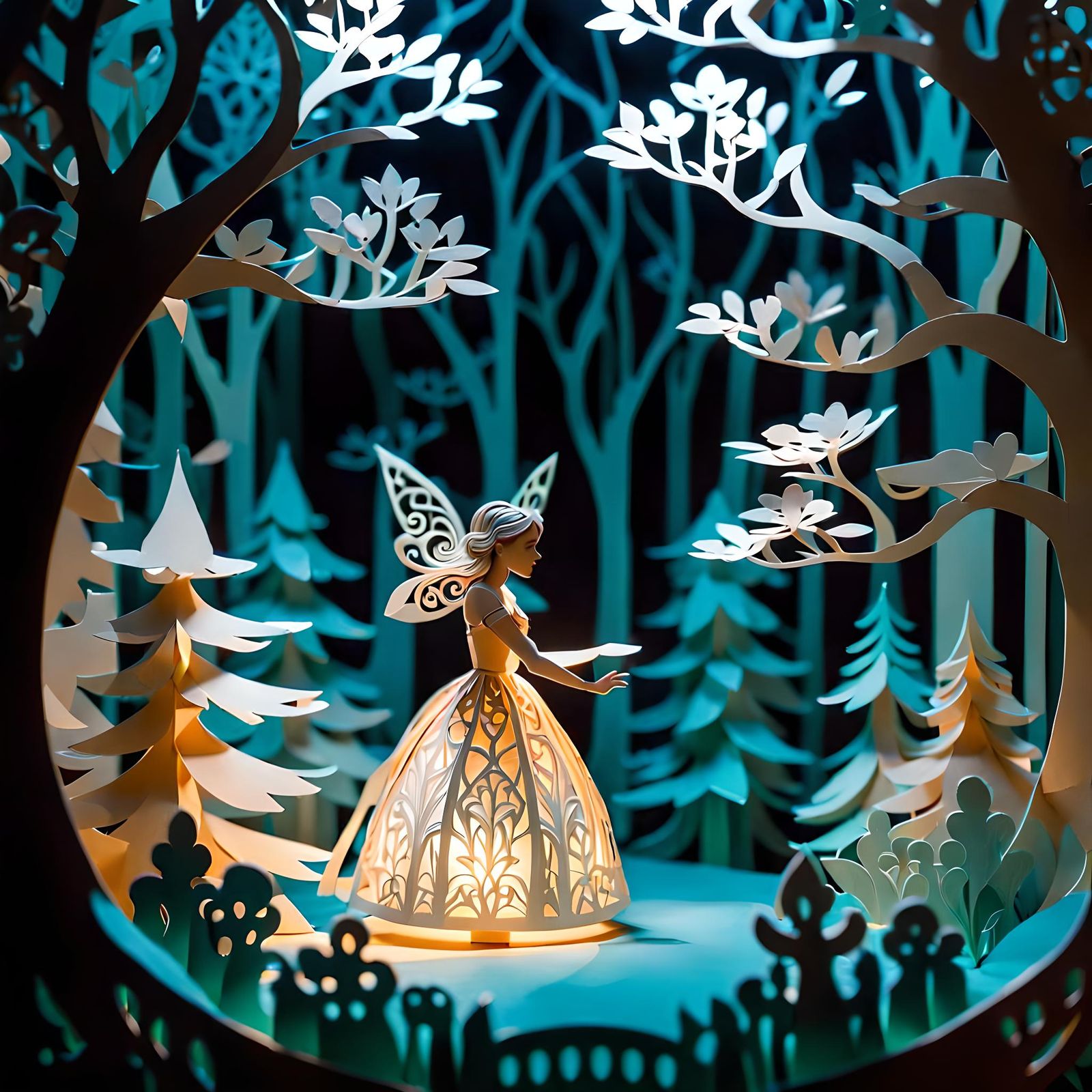 Kirigami Fairy Tale Forest in Vibrant Colors