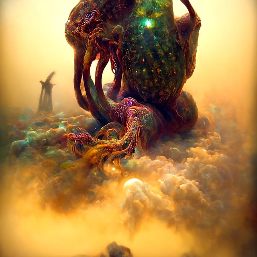 Cthulhu's Descent from Xoth: Cosmic Horror Art