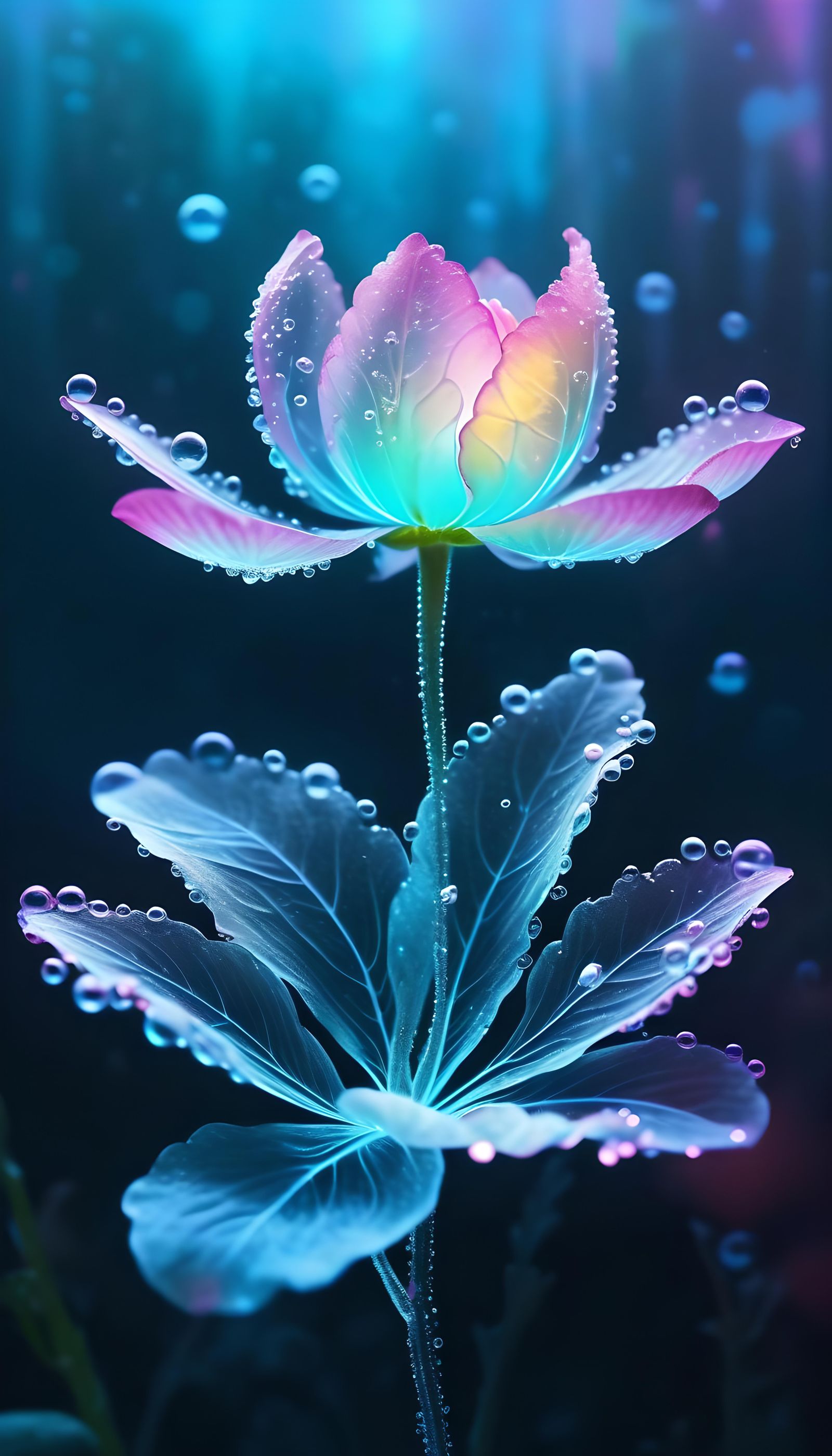 Electroluminescent Water Flower Macro in Fantasy Style