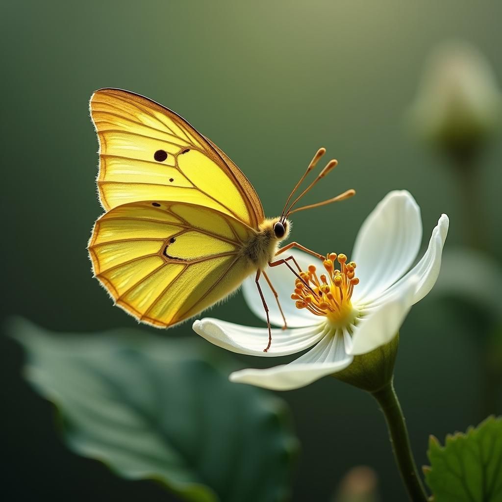 Transgender Butterfly on White Flower, Photorealistic Digita...