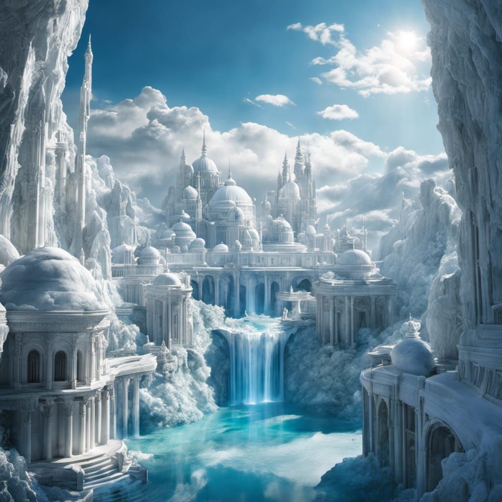 Cloud City in Glacial Blue Skies