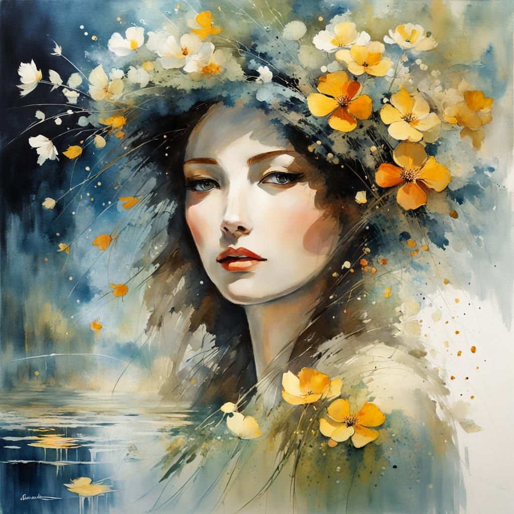 Delicate Water Reflections in Art Brut Style