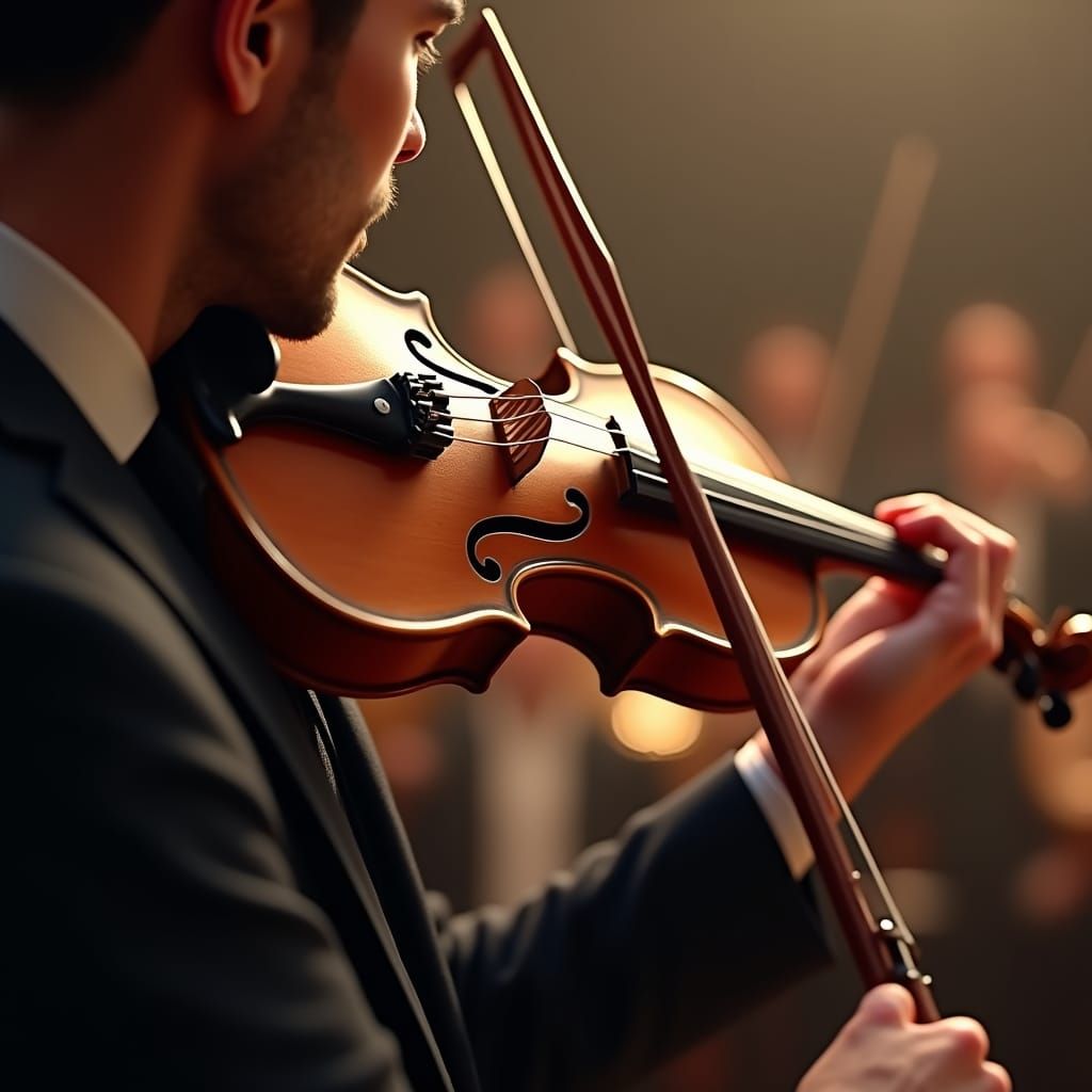 Violinist Performance in Elegant Concert Hall: Matte Paintin...
