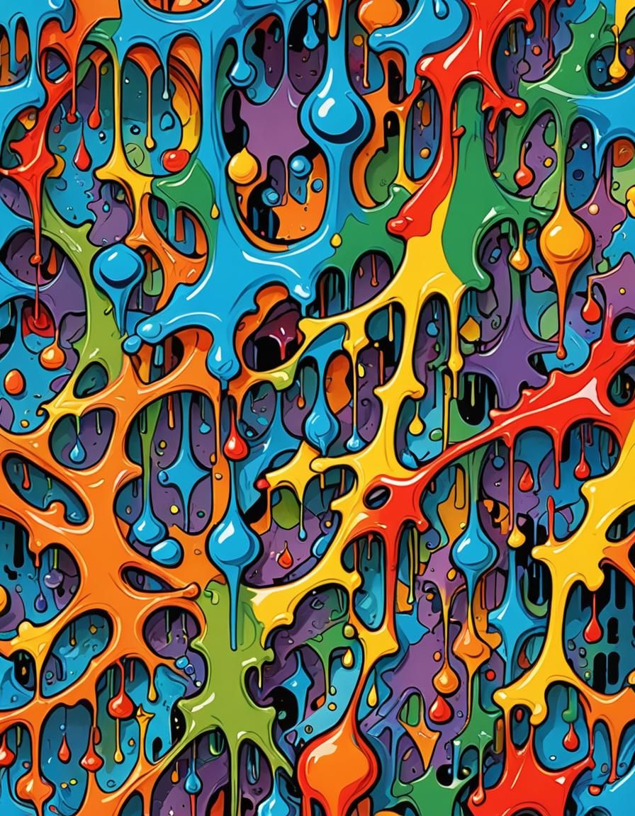 Escher-Inspired Melting Paint in Funky Colors