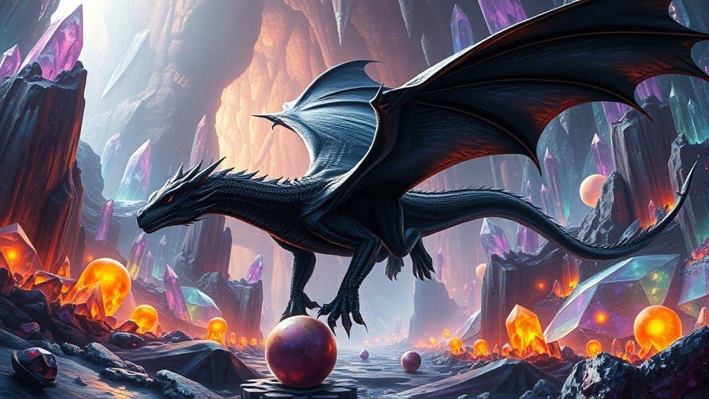 Colossal Dragon Soars Through Crystal Dimension