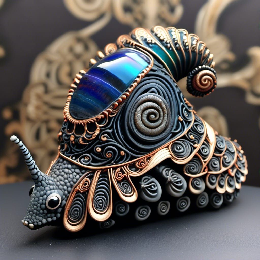 Grotesque Snail Man with Copper Filigree Details