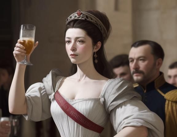 Colonial Countess Coronation in Caravaggio Style