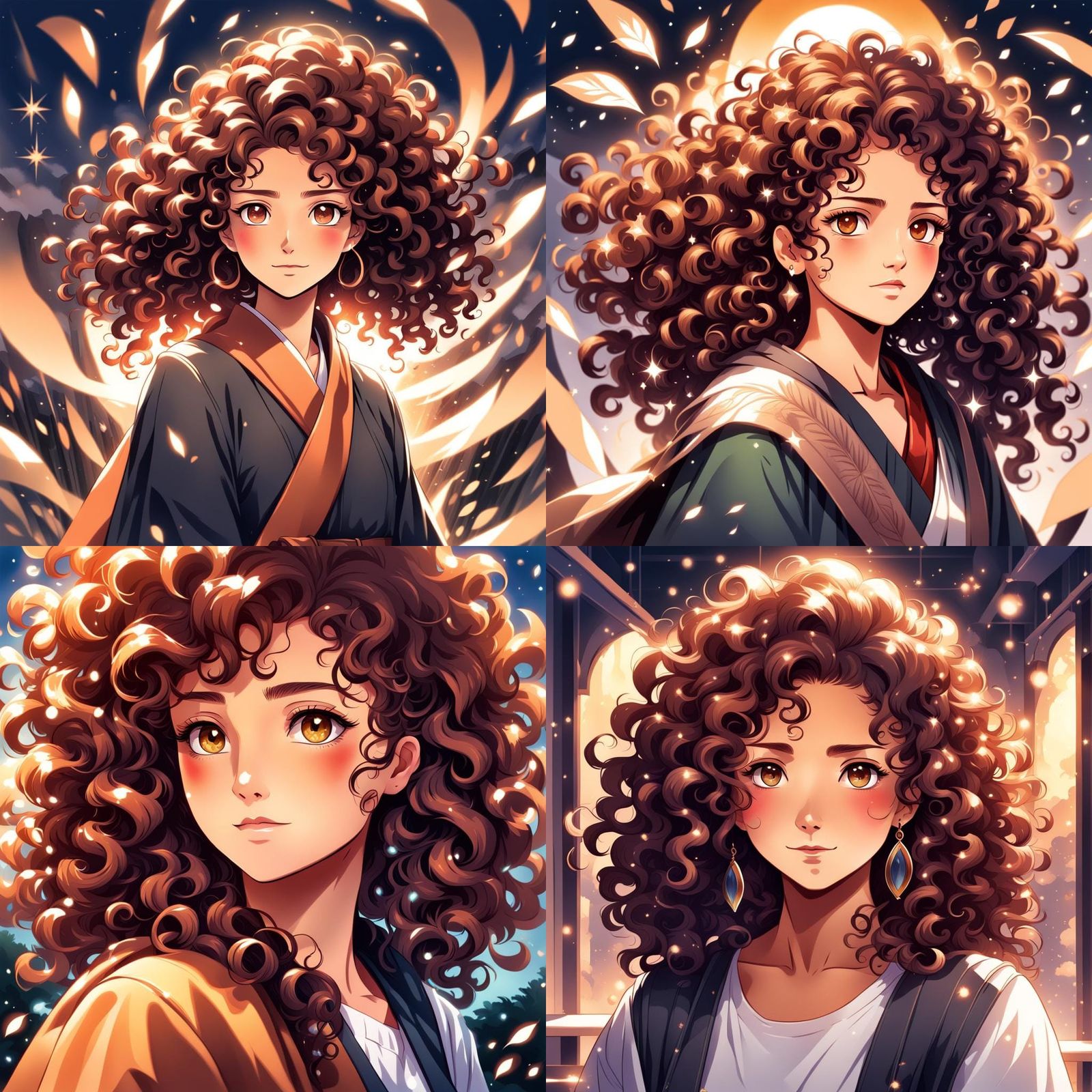 Hispanic Woman Through the Seasons: Anime Style