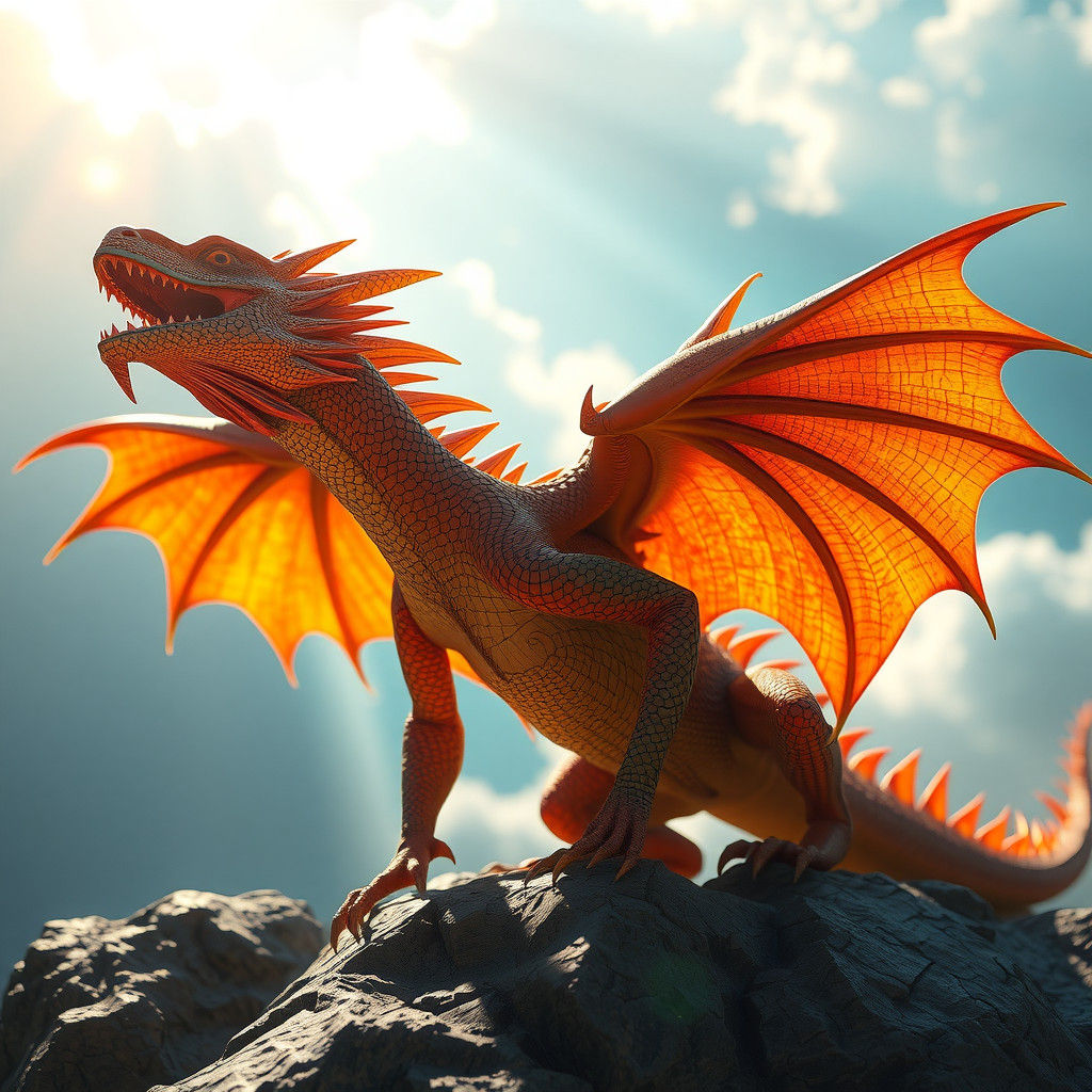 Fire Drake Dragon in Divine Light