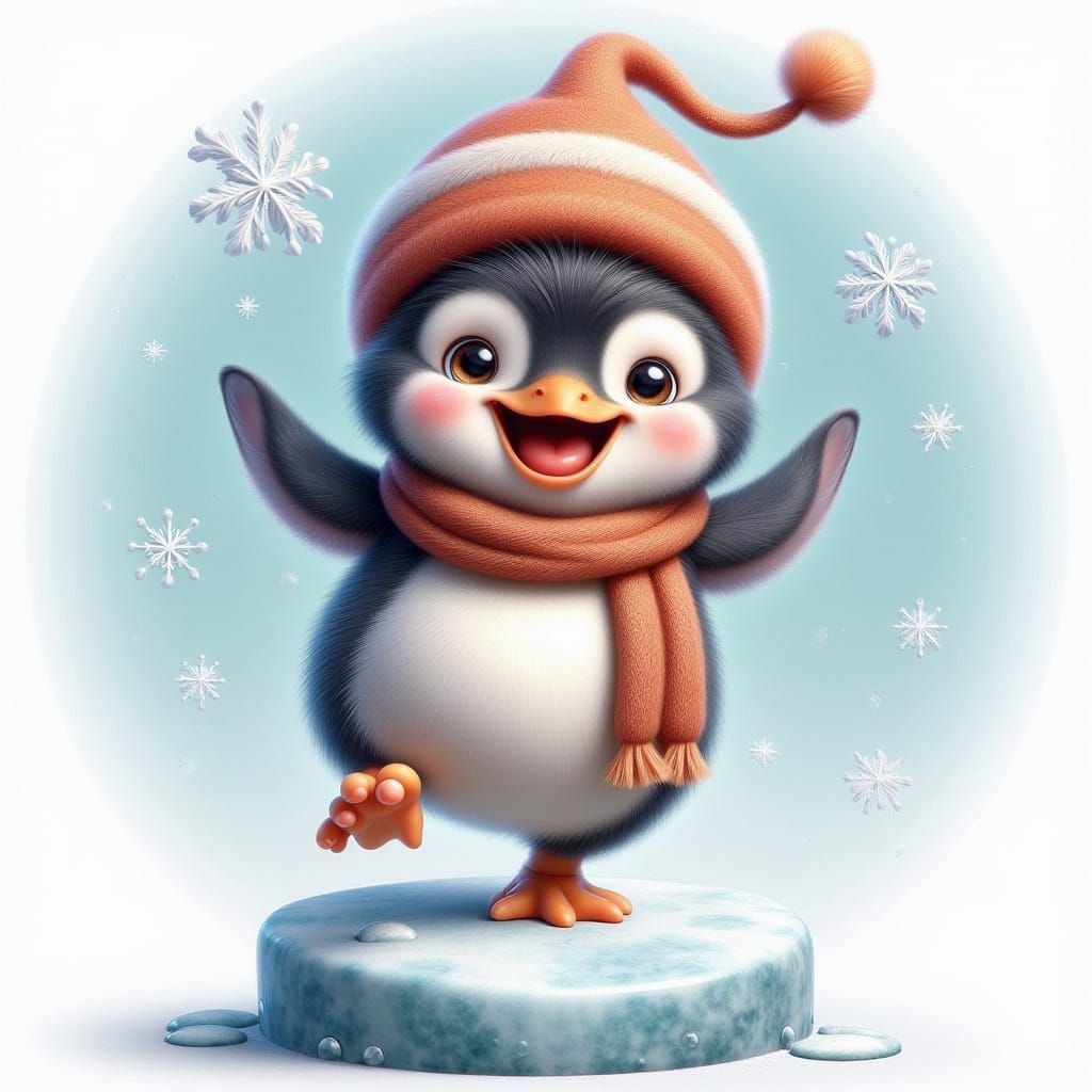 Cute Penguin Dance in Beatrix Potter Style