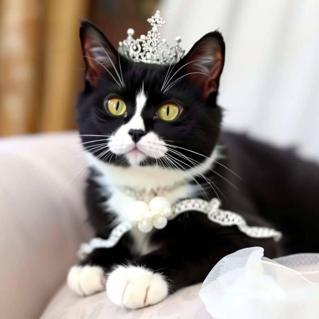 Elegant Woman and Feline in Black and White