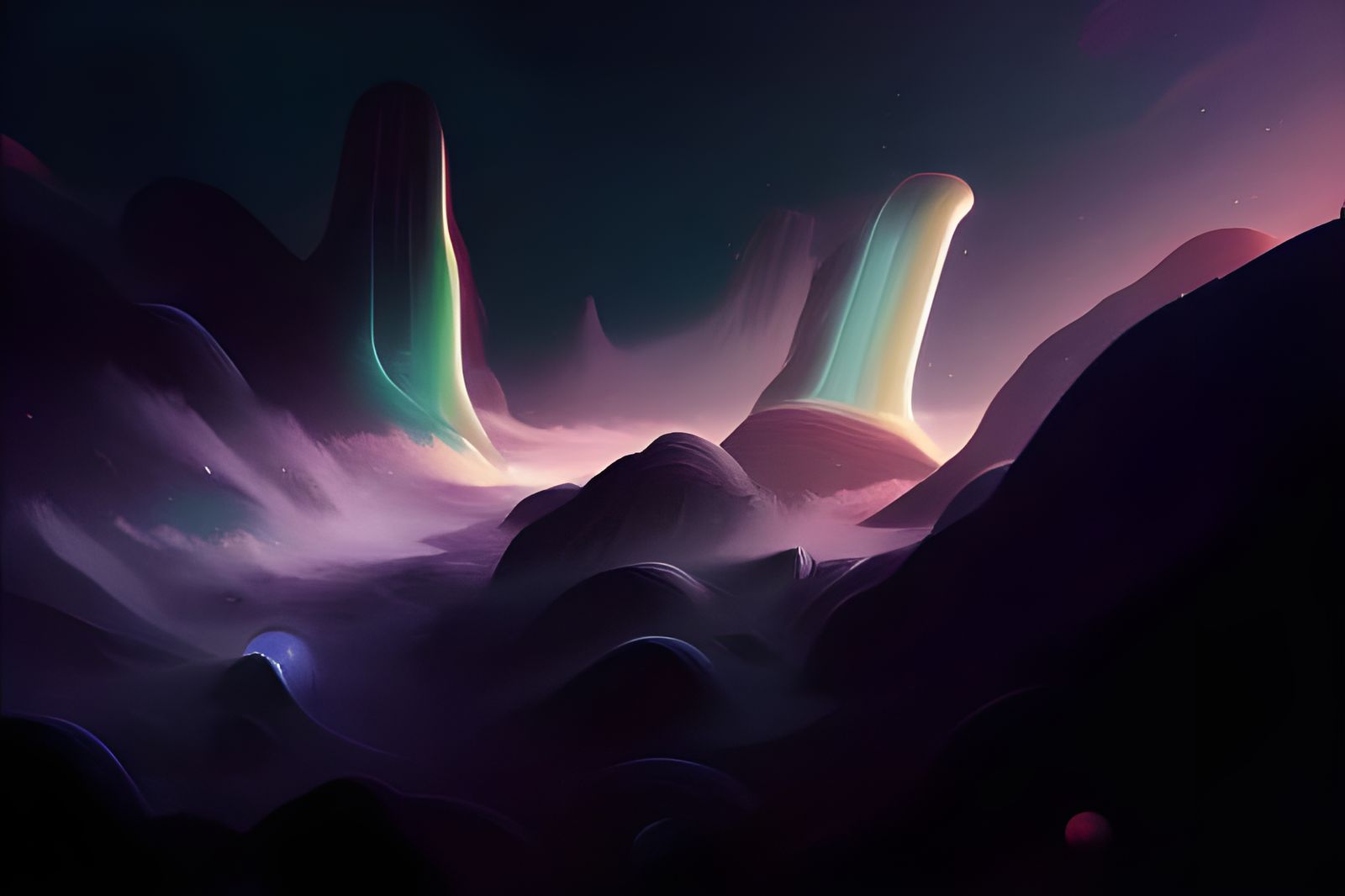 Surreal Cosmic Landscape Rendered in Octane
