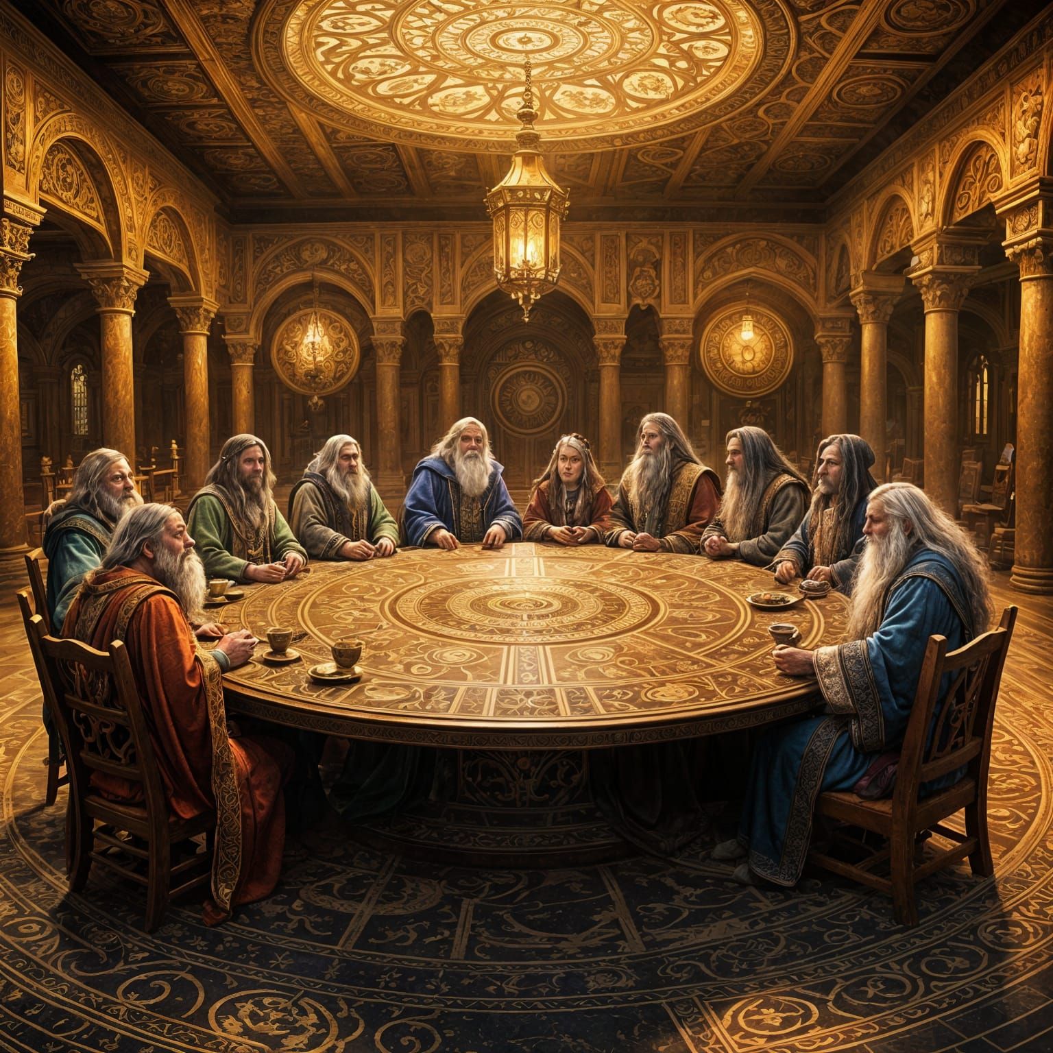 Mystical Gathering in a Grand Hall