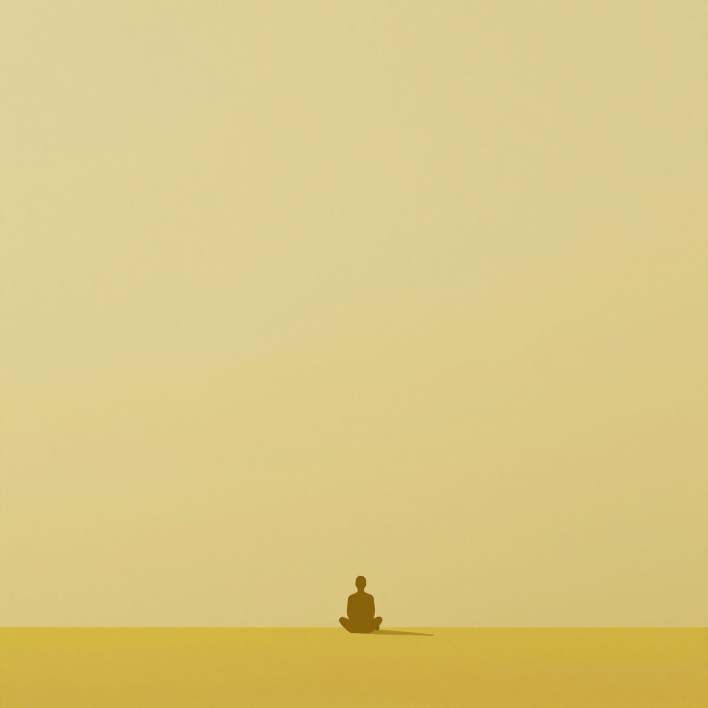 Minimalist Yellow Landscape with Lone Figure