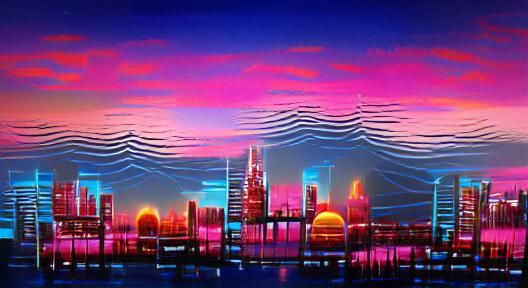 Synthwave Cityscape at Sunset: A Neon Retro Dream