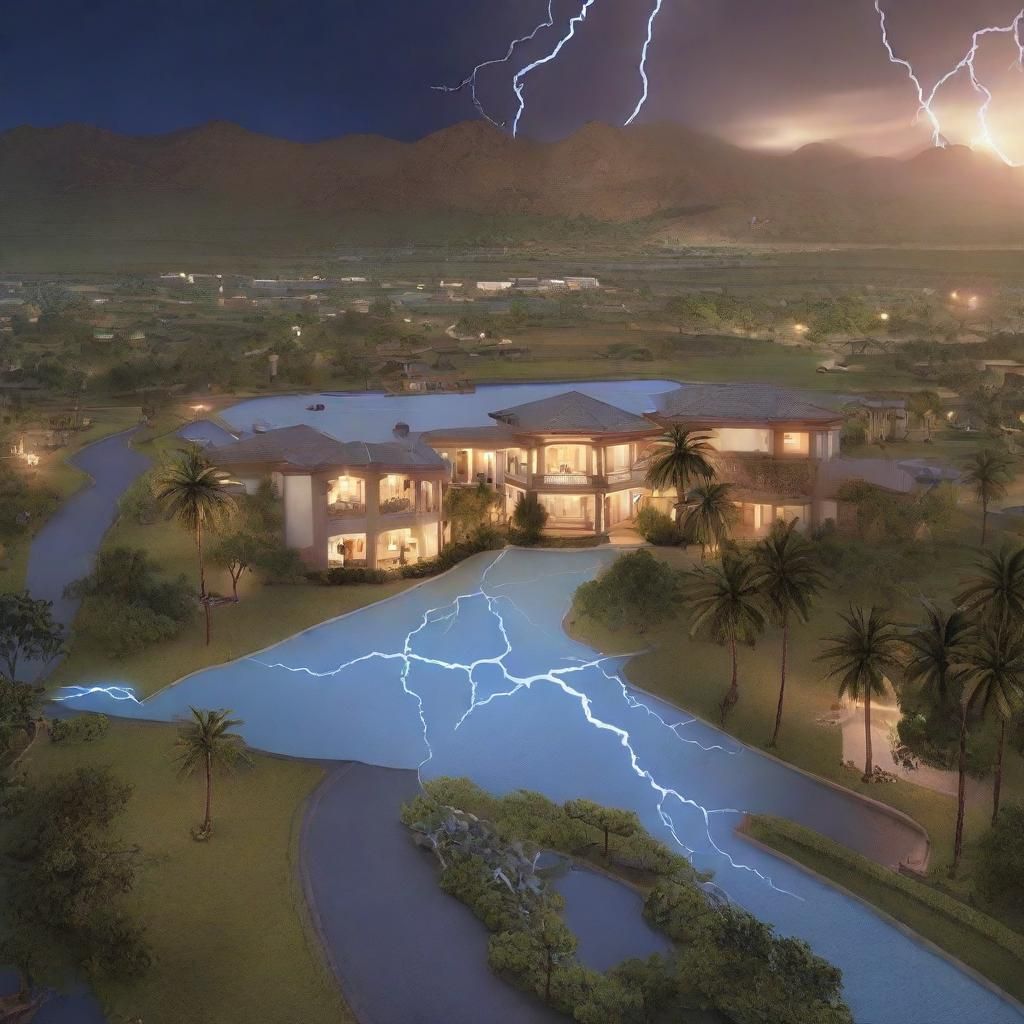 Dramatic Lightning Strike Illuminates Landscape