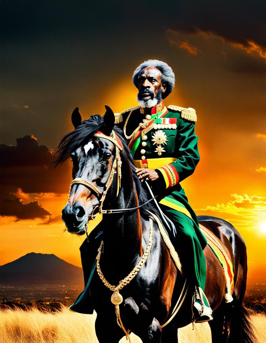 Haile Selassie as Rastafari King on Horse