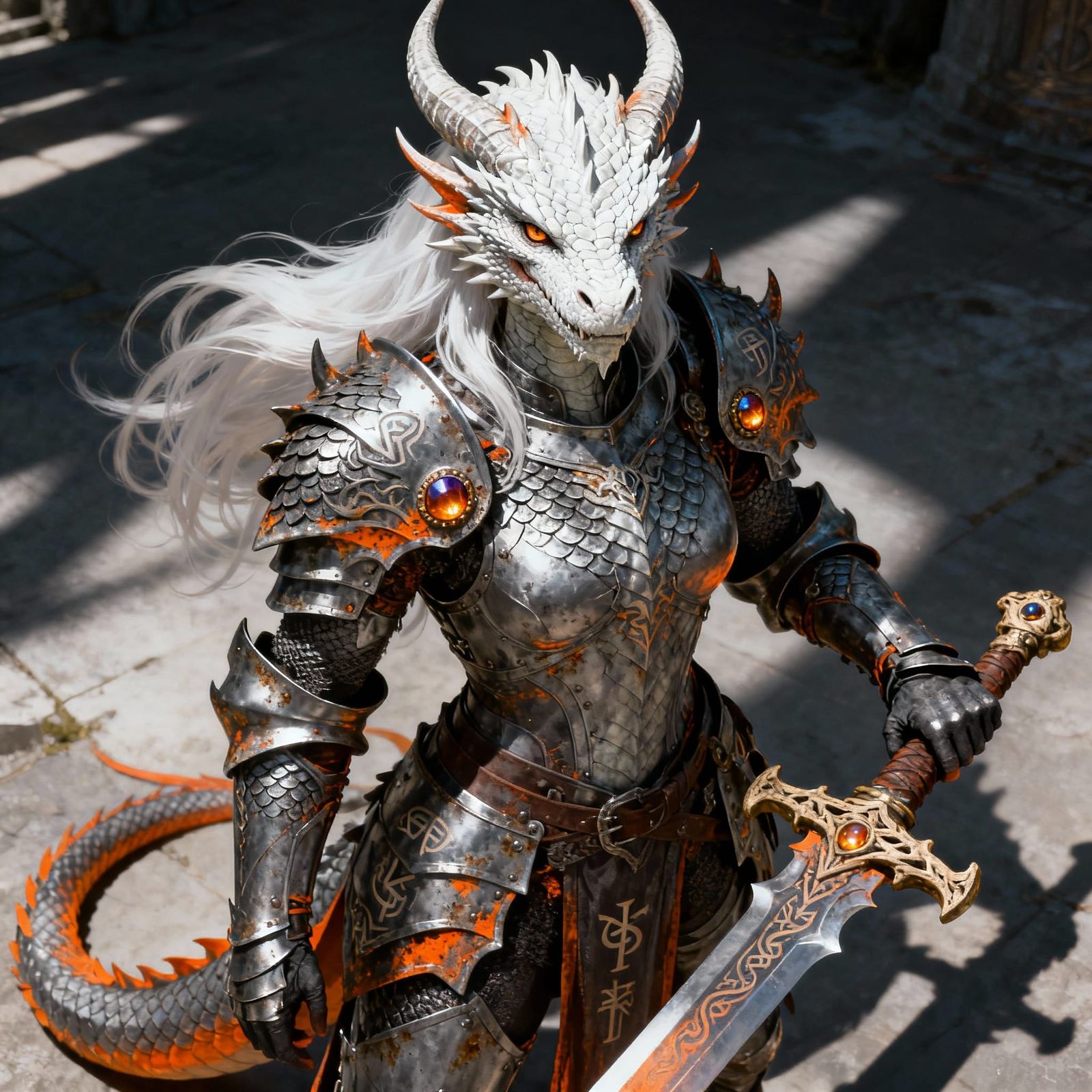 Fierce Dragon Warrior Princess in Ornate Armor