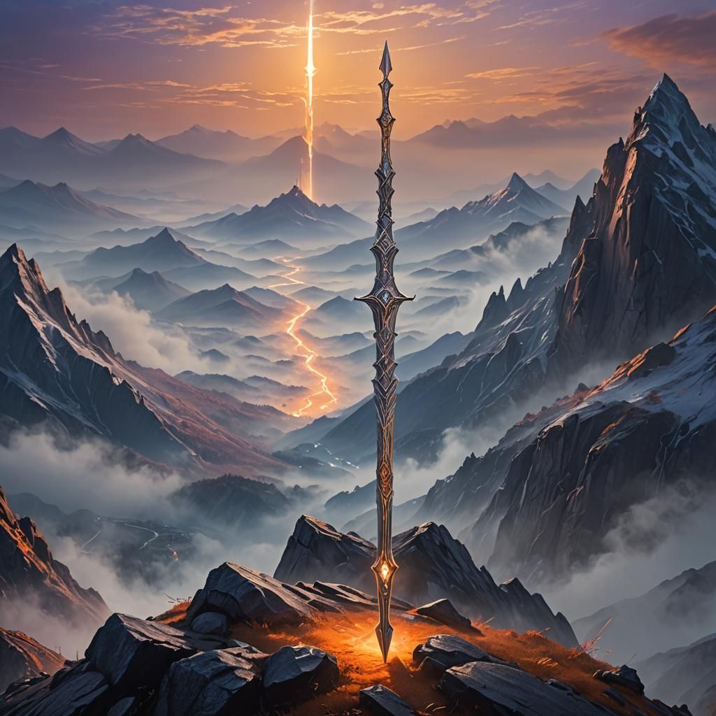 Silver Spear on Misty Peak: Fantasy Concept Art