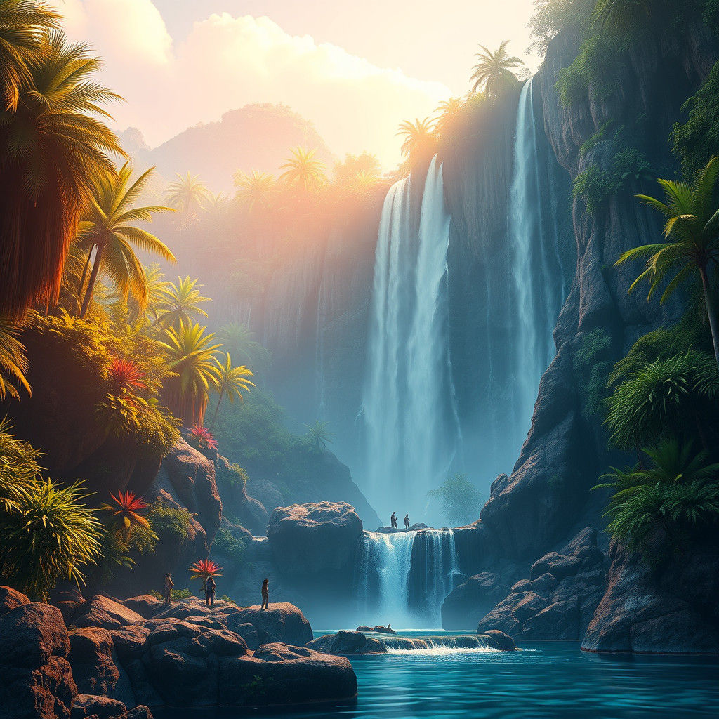 Waterfall to Paradise: Fantasy Concept Art