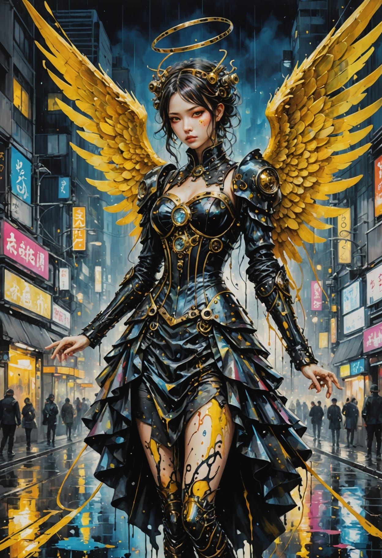 Liquid Angel Demon Hybrid in Rainbow Dress