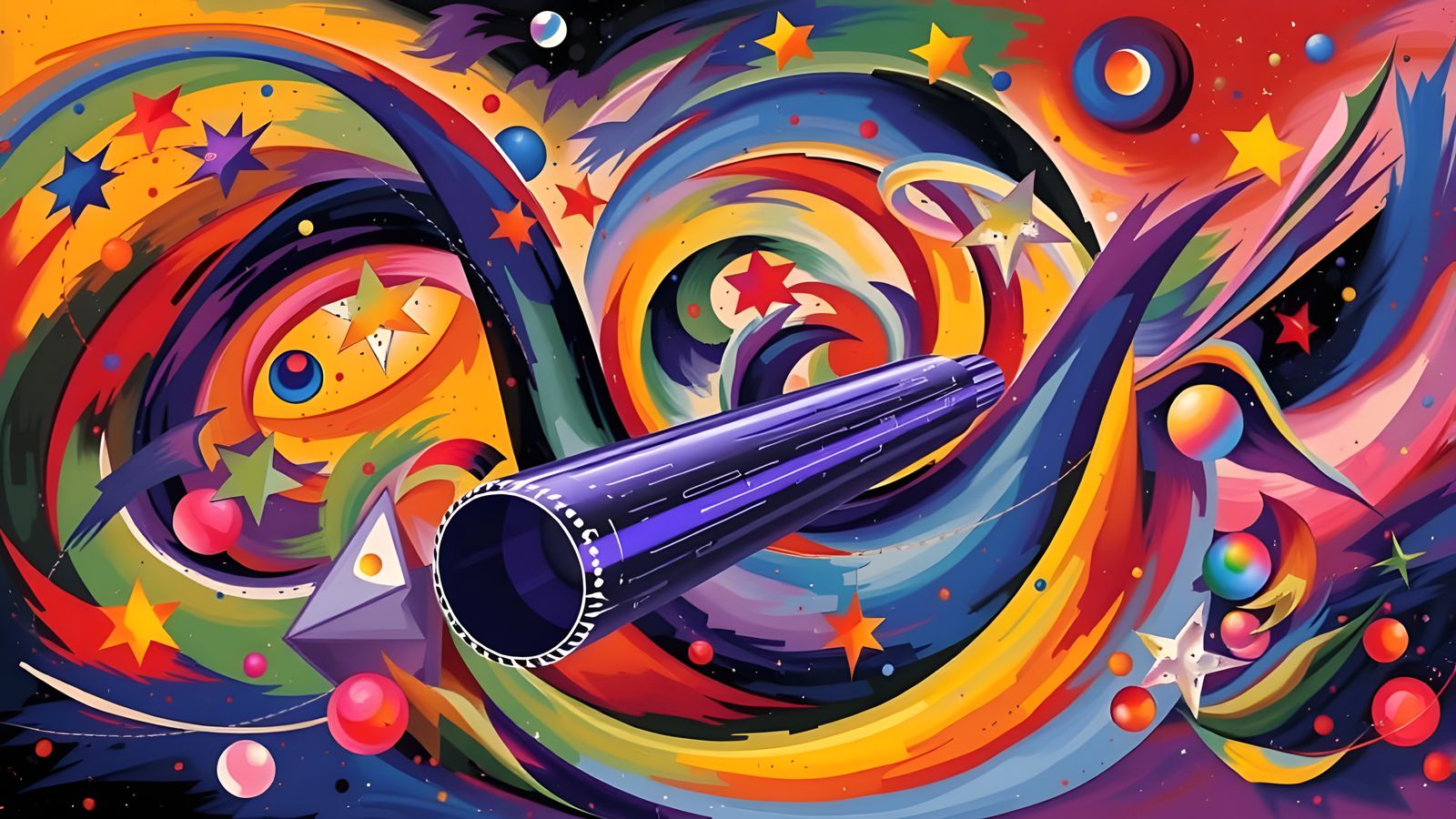 Surreal Cosmos of Spinning Stars in Vibrant Colors