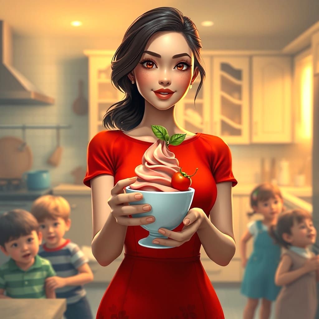 Stylish Women Enjoying Tomato Basil Ice Cream