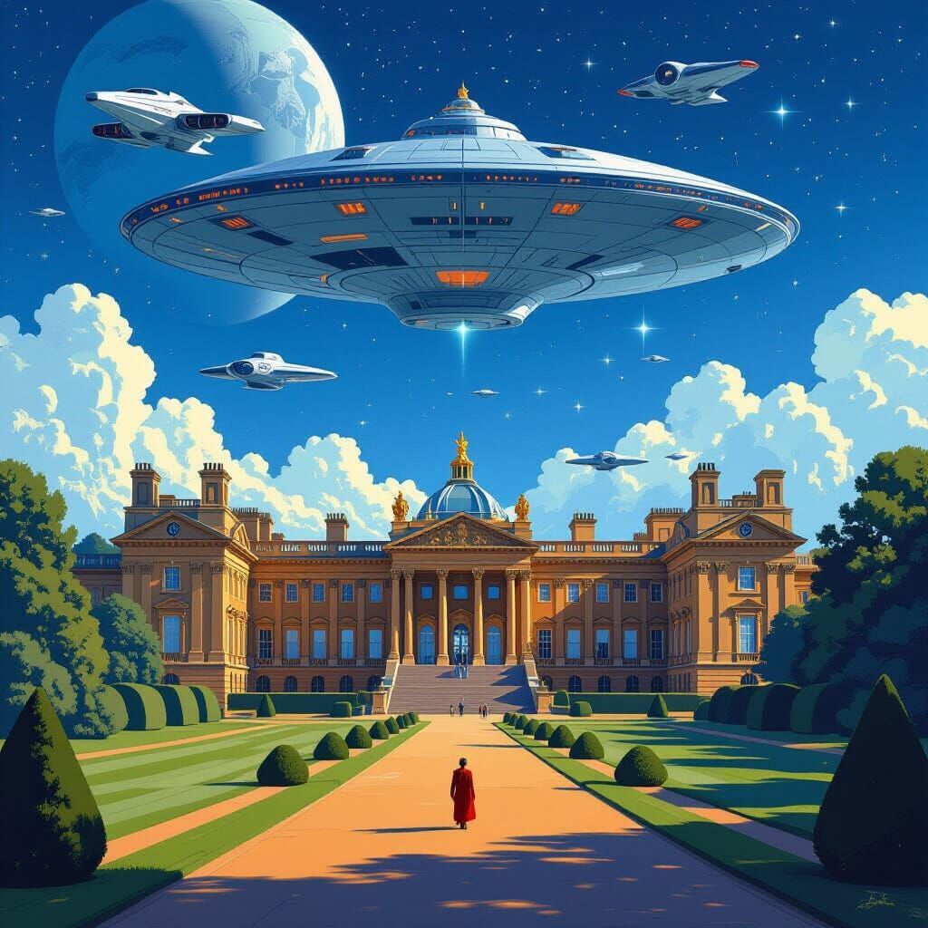 Blenheim Palace Meets Star Base 12 in Sci-Fi Art