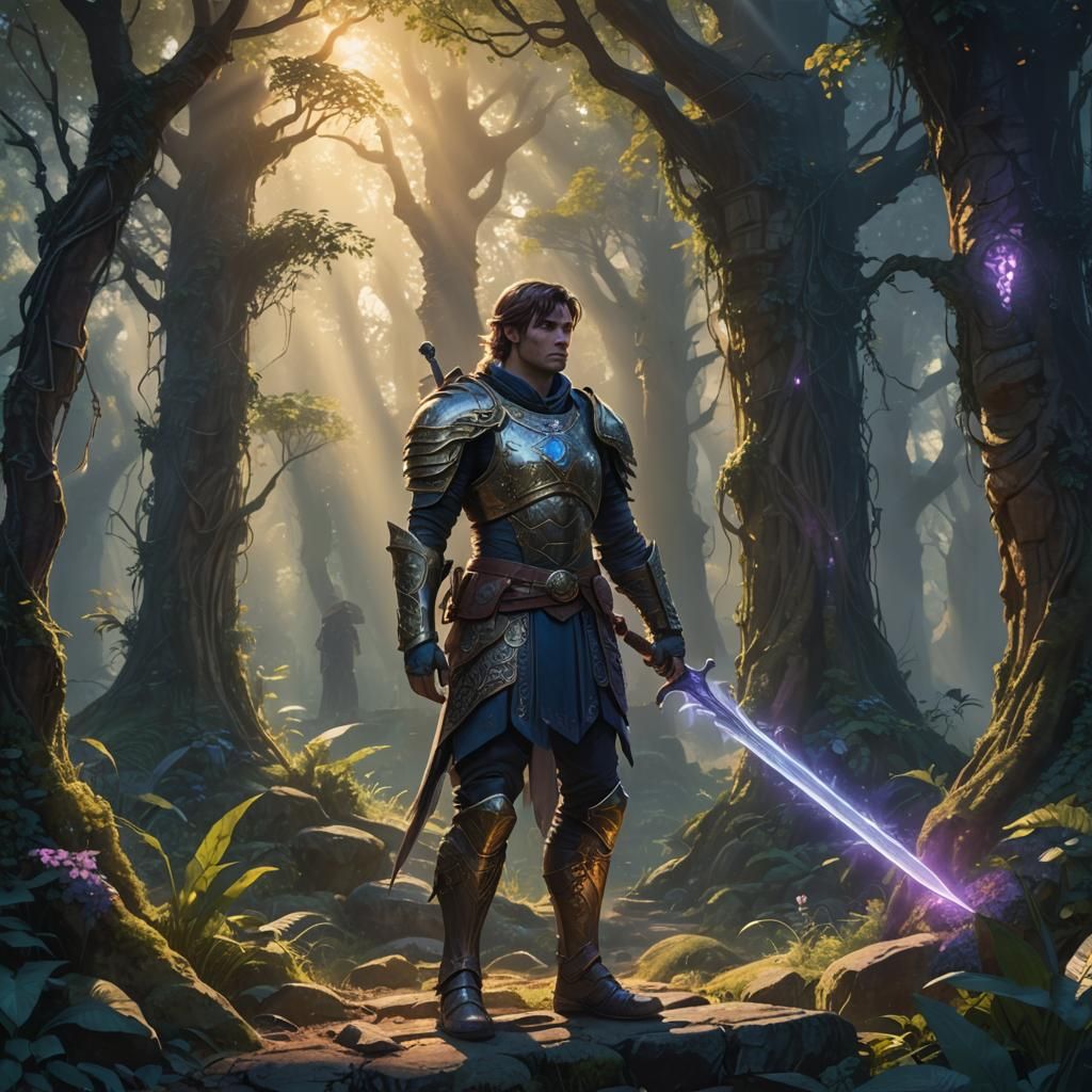 Knight in Mystical Forest Concept Art