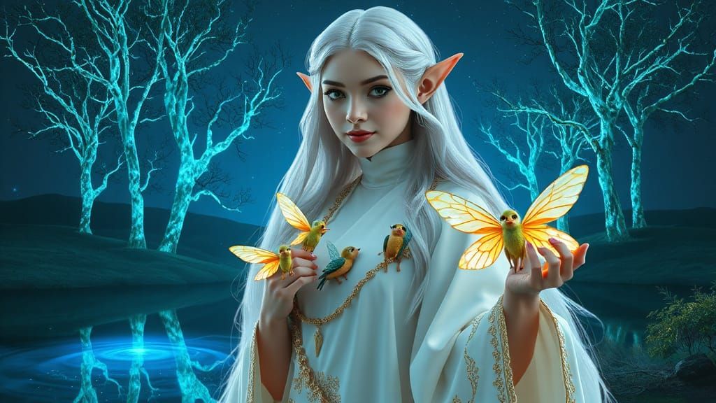 Magical Elf in Enchanted Forest Artwork
