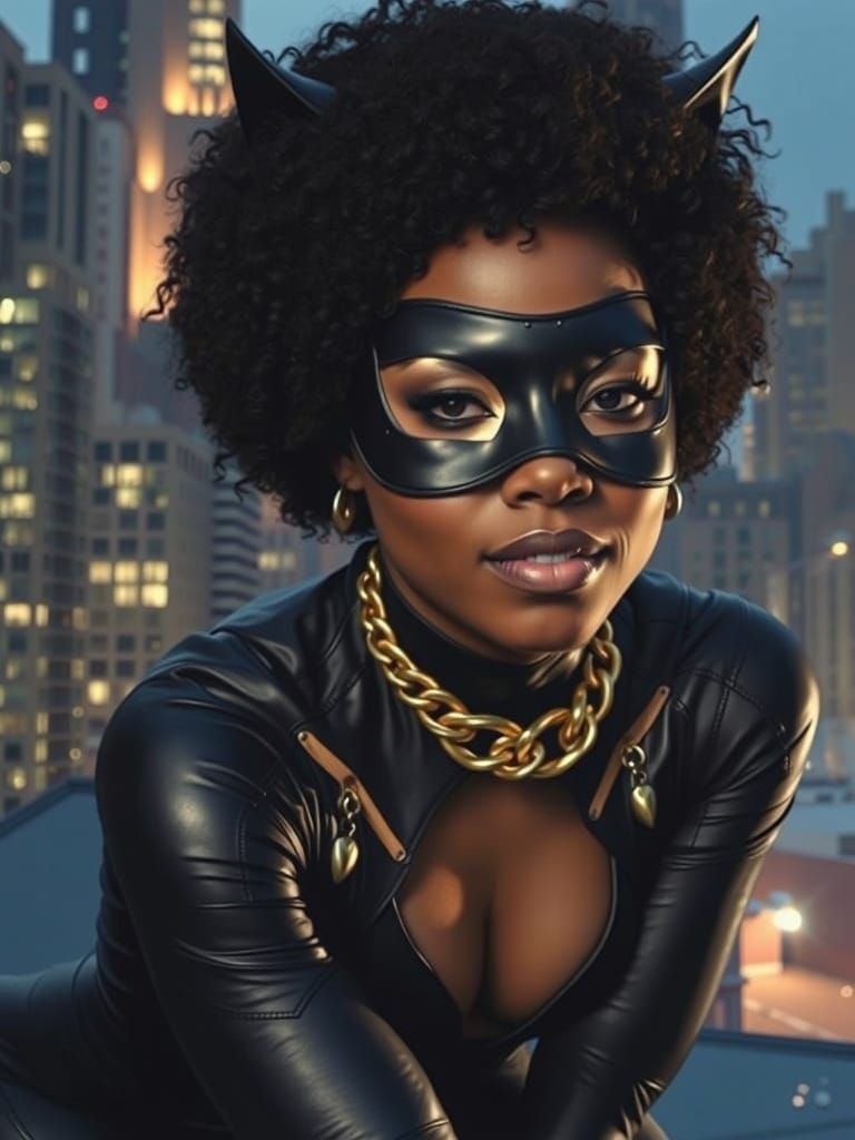 Catwoman in Cityscape at Night