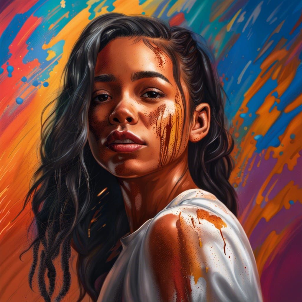 Latin Girl with Vitiligo: Hyperrealistic Portrait